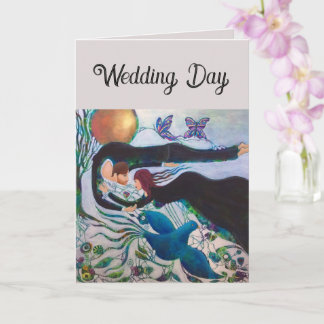 Wedding Day Couple in Love Whimsical Art  Karte