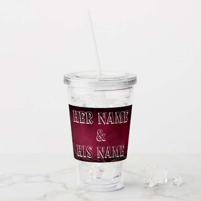 Wedding Design 16 oz Akryltumbler mit Stroh Acryltrinkbecher (Vorderseite Ice)