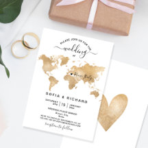 Wedding Destination Gold Weltkarte Herz