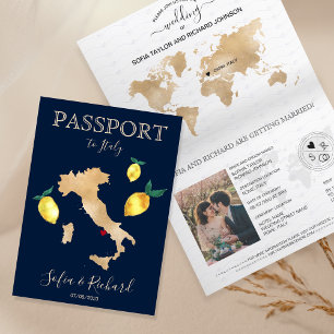 Wedding Destination Passport Gold Capri Italien Einladung
