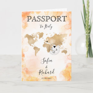Wedding Destination Passport Gold Weltkarte Einladung