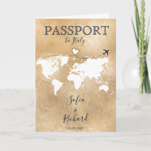Wedding Destination Passport Gold Weltkarte Einladung
