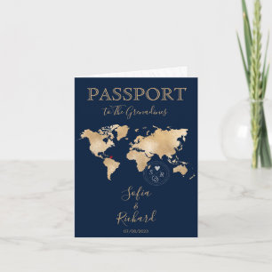 Wedding Destination Passport Gold Weltkarte Einladung