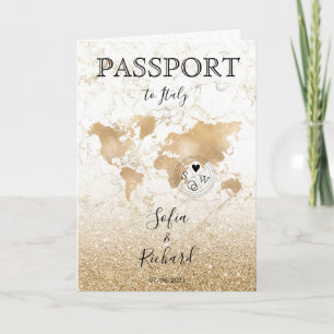 Wedding Destination Passport Gold Weltkarte Einladung