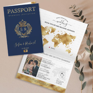 Wedding Destination Passport Gold Weltkarte Griech Einladung