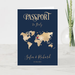 Wedding Destination Passport Gold Weltkarte Italie Einladung