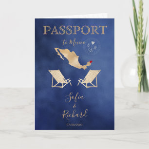 Wedding Destination Passport Gold Weltkarte Mexiko Einladung