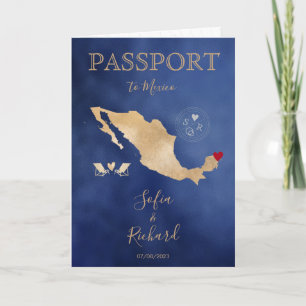 Wedding Destination Passport Gold Weltkarte Mexiko Einladung