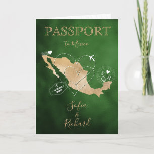 Wedding Destination Passport Gold Weltkarte Mexiko Einladung