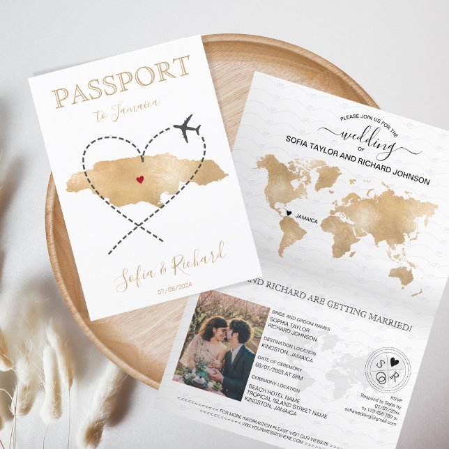 Wedding Destination Passport Jamaica Karte QR Code (Von Creator hochgeladen)