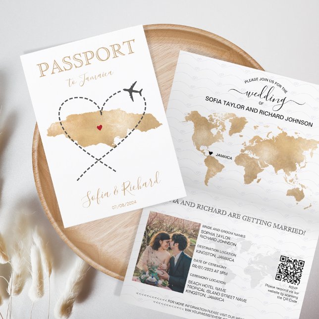 Wedding Destination Passport Jamaica Karte QR Code (Von Creator hochgeladen)