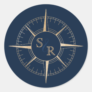 Wedding Destination Passport Kompass Vielen Dank Runder Aufkleber