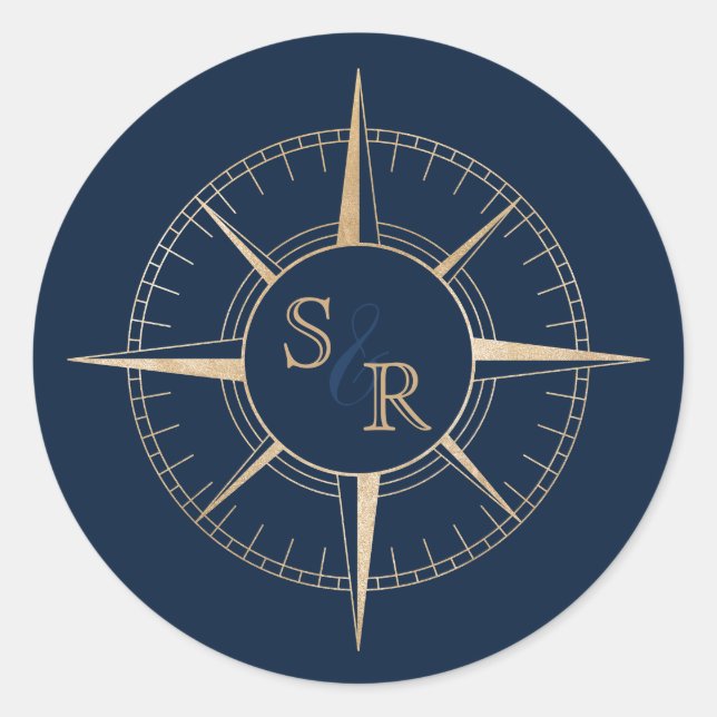 Wedding Destination Passport Kompass Vielen Dank Runder Aufkleber (Vorderseite)