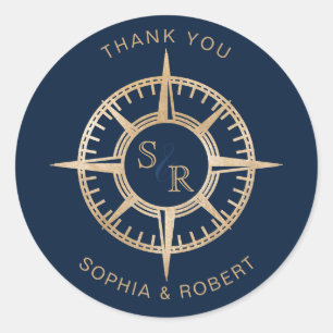 Wedding Destination Passport Kompass Vielen Dank Runder Aufkleber