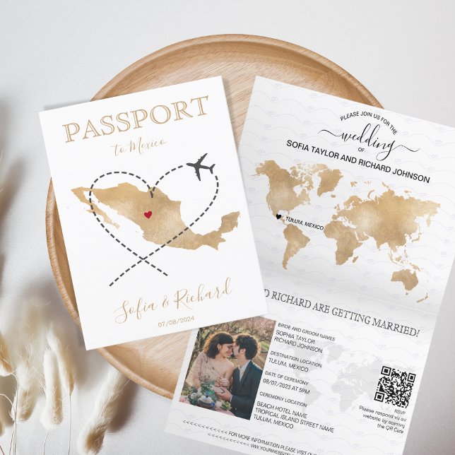 Wedding Destination Passport Mexiko Karte QR Code (Von Creator hochgeladen)