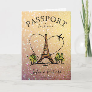 Wedding Destination Passport Paris Frankreich Eiff Einladung