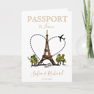 Wedding Destination Passport Paris Frankreich Eiff Einladung