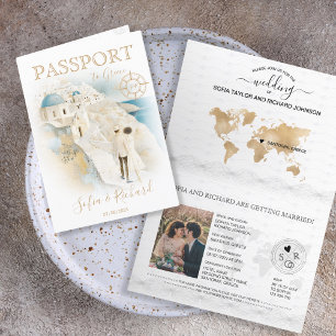 Wedding Destination Passport Santorini Griechenlan Einladung