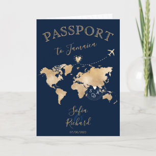 Wedding Destination Passport - Weltkarte - Herz Einladung