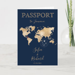 Wedding Destination Passport Weltkarte JAMAICA Inv Einladung
