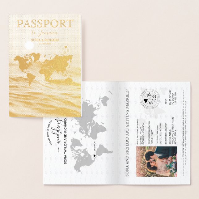 Wedding Destination Passport Weltkarte JAMAICA Inv Folienkarte (Anzeige)
