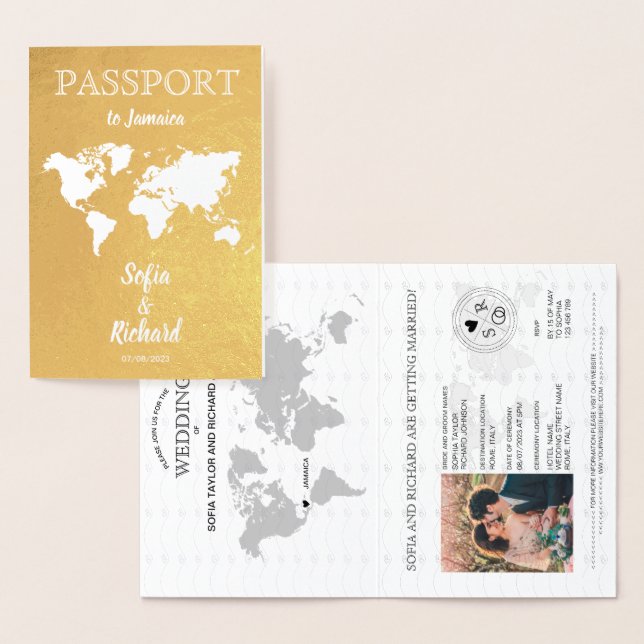 Wedding Destination Passport Weltkarte JAMAICA Inv Folienkarte (Anzeige)