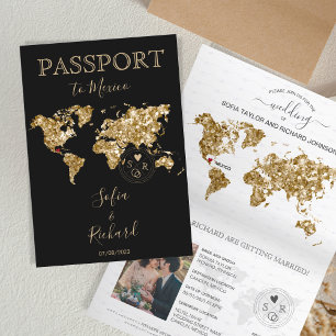 Wedding Destination Passport - Weltkarte Mexiko Einladung