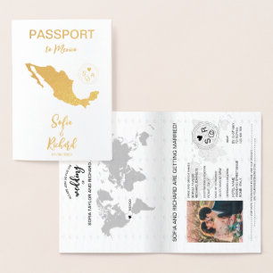 Wedding Destination Passport Weltkarte Mexiko Foil Folienkarte
