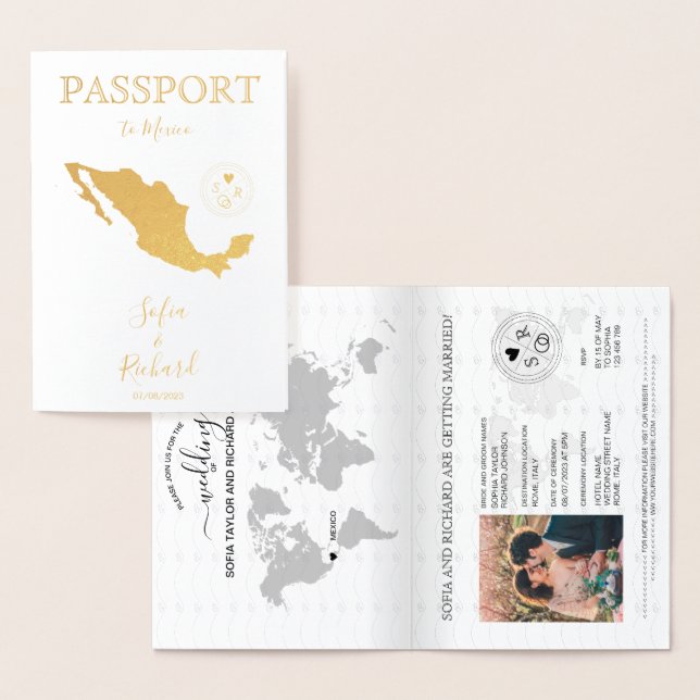 Wedding Destination Passport - Weltkarte Mexiko Folienkarte (Anzeige)