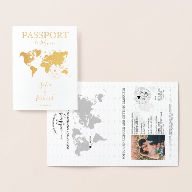Wedding Destination Passport Weltkarte MEXIKO Folienkarte (Anzeige)