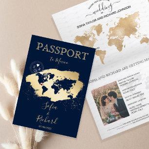 Wedding Destination Passport Weltkarte Mexiko Invi Einladung