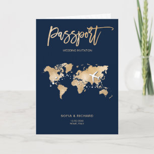 Wedding Destination Passport Weltkarte Modern Einladung