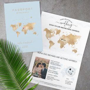 Wedding Destination Passport Weltkarte Modern Einladung