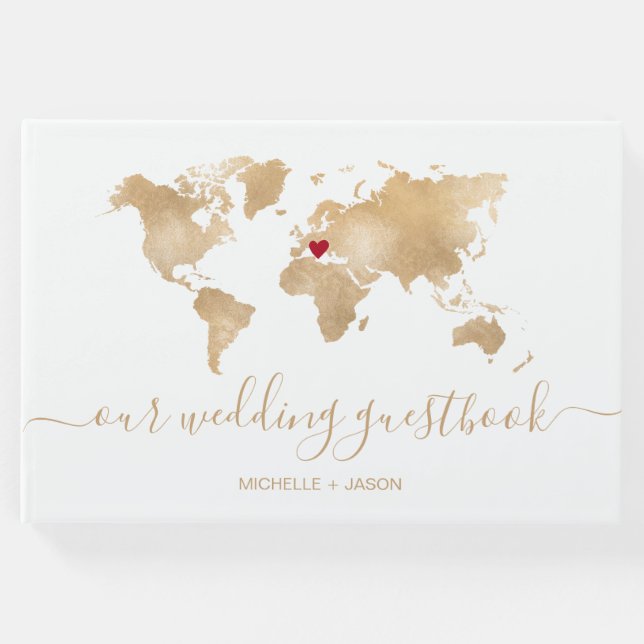 Wedding Destination Passport Weltkarte Vielen Dank Gästebuch (Vorderseite)