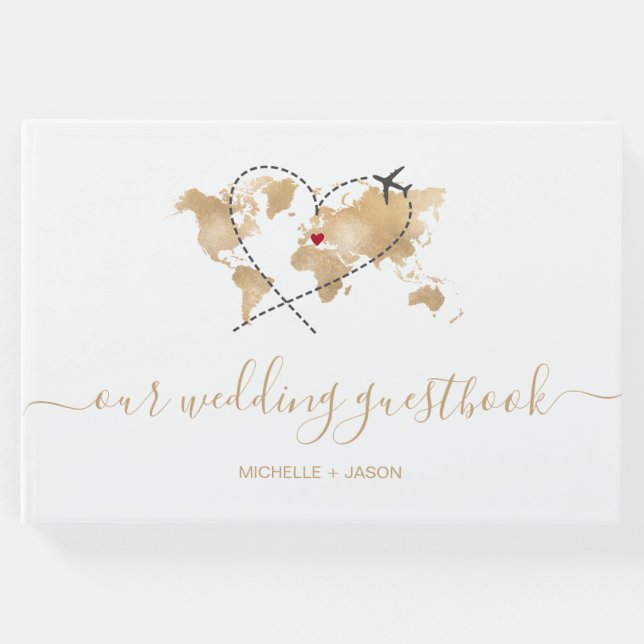 Wedding Destination Passport Weltkarte Vielen Dank Gästebuch (Vorderseite)