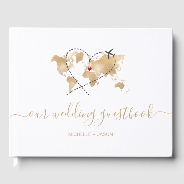 Wedding Destination Passport Weltkarte Vielen Dank Gästebuch (Vorderseite)