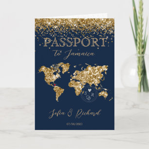 Wedding Destination Passport World Tropical Map Einladung
