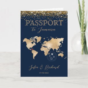 Wedding Destination Passport World Tropical Map Einladung