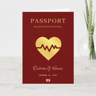 Wedding Destination Red Passport Weltkarte Einladung