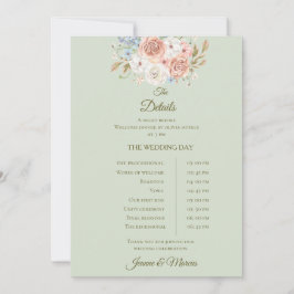 Wedding details card sage green floral garden einladung