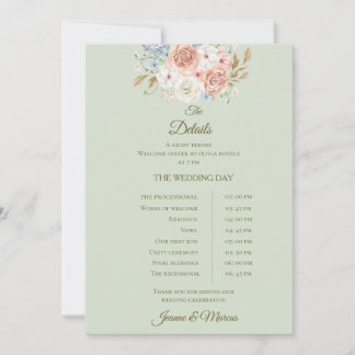 Wedding details card sage green floral garden einladung