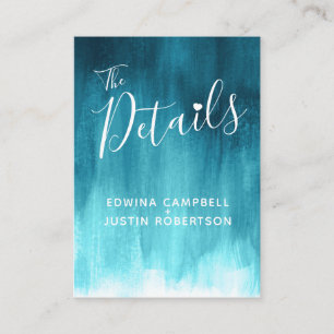 Wedding details teal blue green art enclosure card begleitkarte