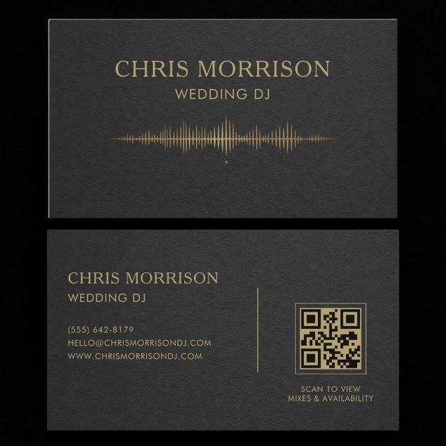Wedding DJ Music Black Gold QR Code Professional Visitenkarte (Von Creator hochgeladen)