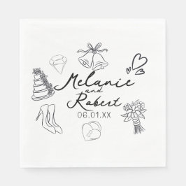 Wedding Doodle Save the Dates Wedding Anniversary  Serviette