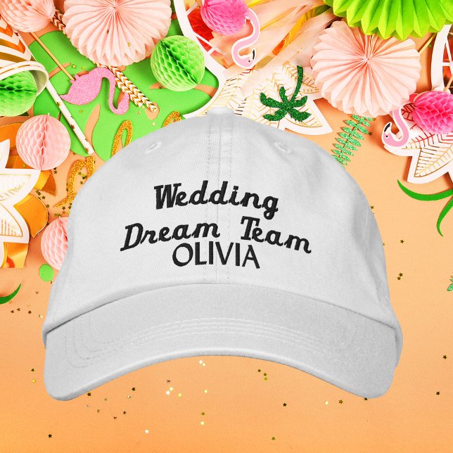 Wedding Dream Team, Bride, Bachelorette Personalis Bestickte Baseballkappe (Von Creator hochgeladen)