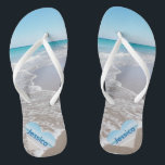 Wedding drehen Herz des Flip Flops<br><div class="desc">Wedding drehen Herz des Reinfall-Strand-Braut-Namen-Ozean-II um</div>