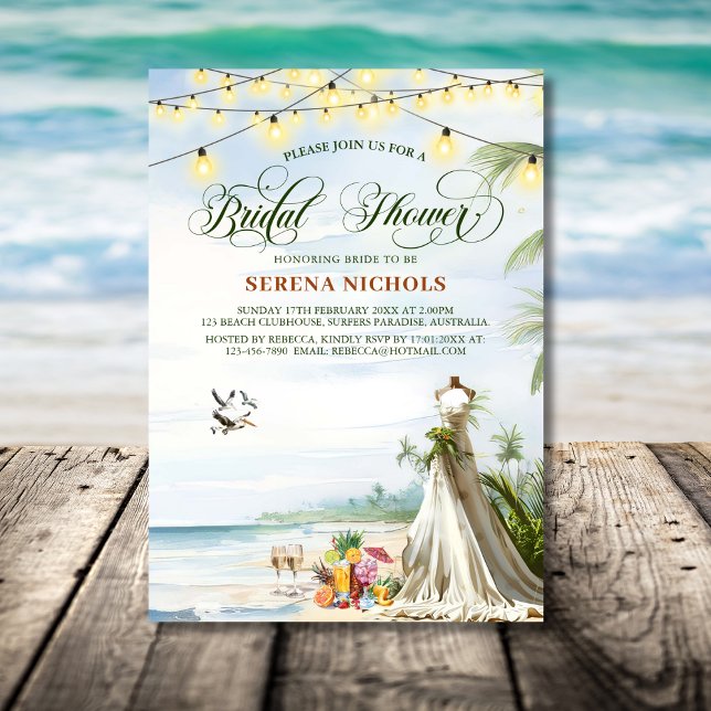Wedding Dress Beach Boho Brautparty Hen Party Einladung (Von Creator hochgeladen)