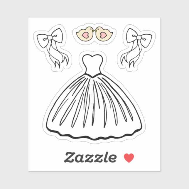 Wedding Dress Stickers  Aufkleber (Blatt)