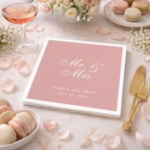 Wedding Dusty Rose Mr. and Mrs Pink White Script