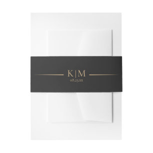 Wedding Ebony Gold Elegance Accent ID989 Einladungsbanderole
